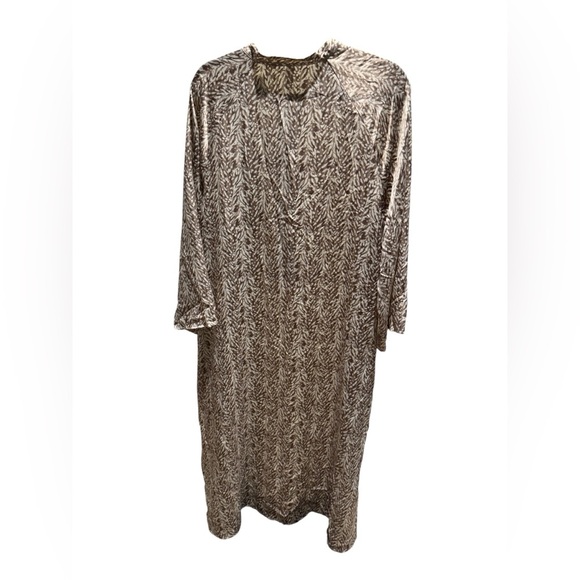 Vintage Victoria’s Secret Cream and Tan Long Kaftan Robe Zip Front, Size XL - Picture 3 of 11